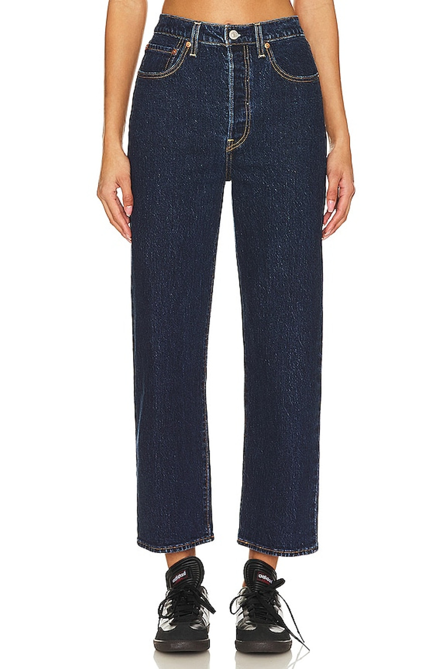 Levi's Premium Salsa Dark Stone Ribcage Straight Ankle Denim Jeans Size 27